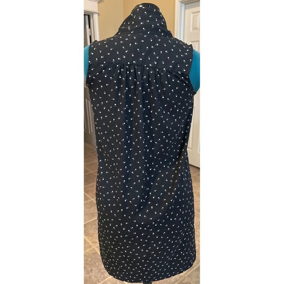 LOFT Sleeveless Women's Long Blouse Dog Paw Prints w/Front Tie Women's Size XS - Picture 5 of 11